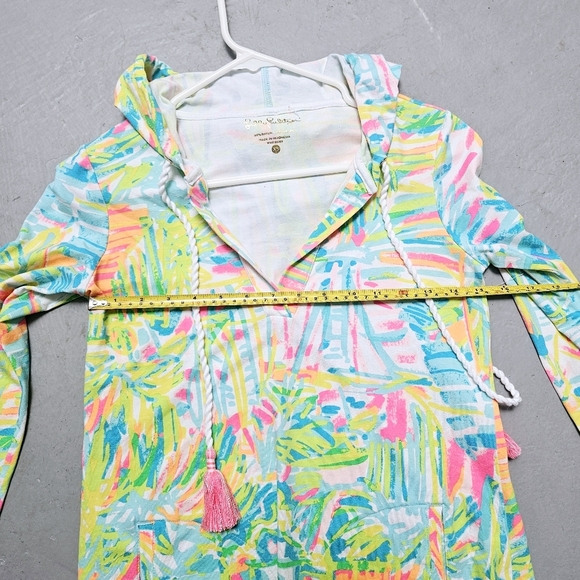 Lily Pulitzer Sz XS Rylie UPF Hooded Cover Up Sea Salt & Sunrope Tassel Dress - Picture 12 of 13